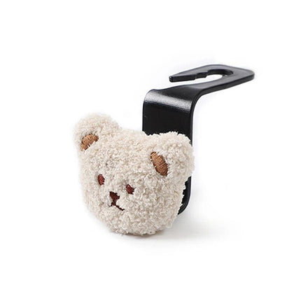 Cute Plush Bear Car Seat Back Hook with Decorative Pendant - Wnkrs