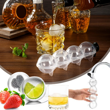 Molde redondo para hacer cubitos de hielo con 4 orificios para whisky y cócteles