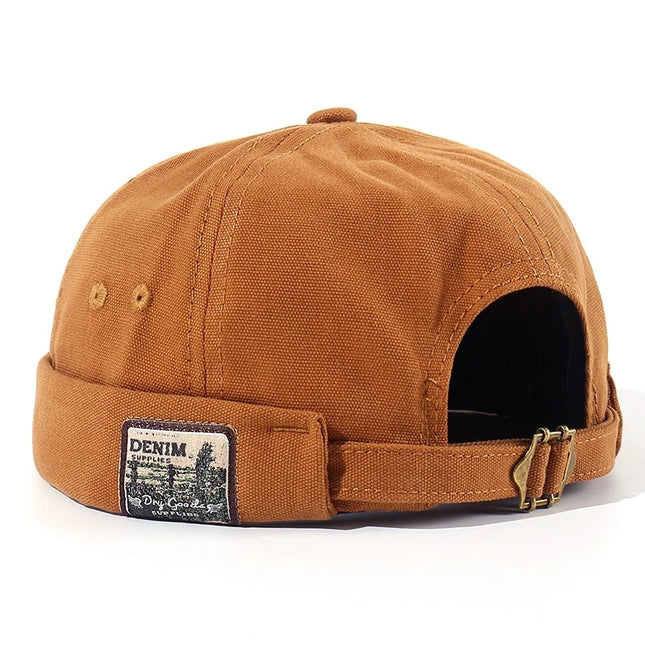 Gorra Docker sin visera vintage: gorra retro de algodón para la moda del hip hop