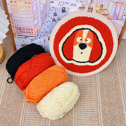 Kit de démarrage de broderie au point de poinçon avec motif de chien