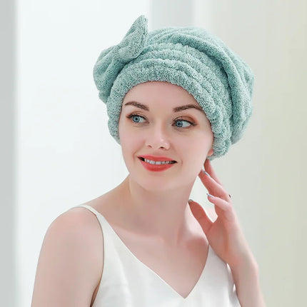 Toalla de bambú para el cabello - Turbante de microfibra para secar el cabello