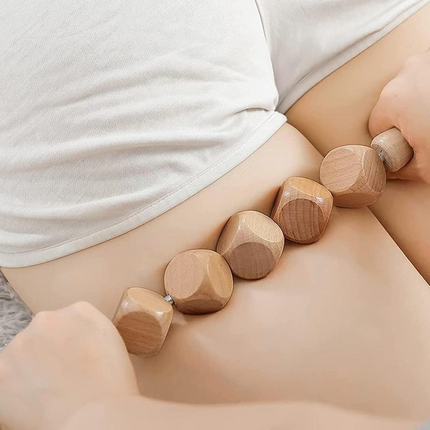 Rouleau de massage thérapeutique en bois pour le drainage lymphatique et la libération musculaire