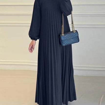 Women's Pleated Long Sleeve Dress