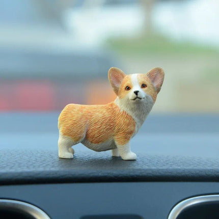 Cute Corgi Dashboard Ornament - Mini Resin Puppy Car Decor - Wnkrs