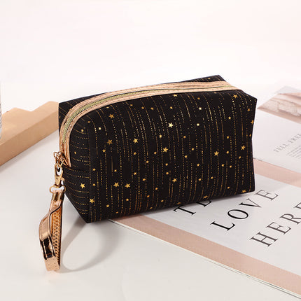 Elegante neceser y bolsa de cosméticos con estrellas brillantes para mujer