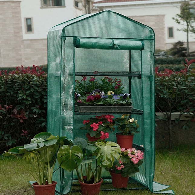 Housse de mini-serre compacte à 4 niveaux avec porte à fermeture éclair enroulable