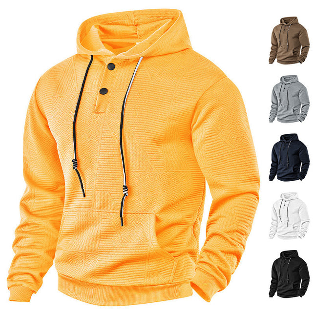 Suéter deportivo informal de manga larga con capucha para hombre, de color liso y corte holgado.