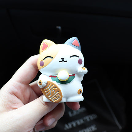 Diffuseur de parfum désodorisant pour voiture Lucky Cat en résine avec clip artistique