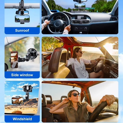 2-in-1 Car Phone & Sports Camera Holder with Large Suction Cup