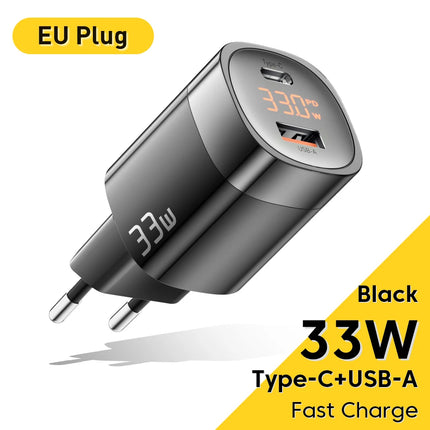 33W GaN USB Fast Charger with Digital Display