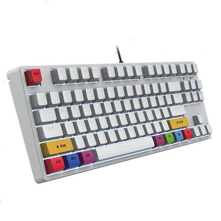 Clavier mécanique filaire à 87 touches avec touches ABS, commutateurs rouges silencieux échangeables à chaud et rétroéclairage blanc pour le bureau et les jeux