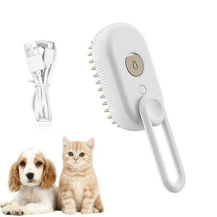 Brosse à vapeur multifonction pour toilettage d'animaux de compagnie : nettoie, masse et élimine les poils morts