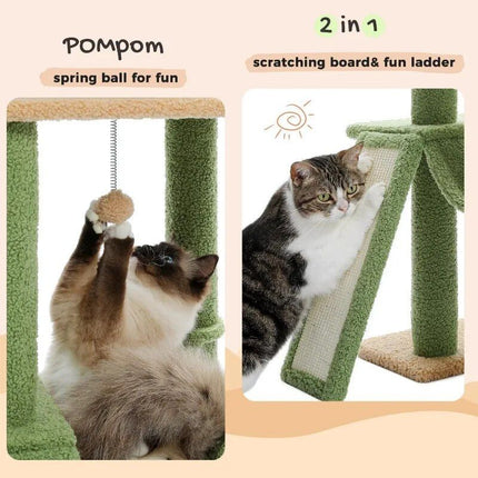 Cactus Floor-to-Ceiling Cat Tower 7-Tier Adjustable Activity Center - Wnkrs