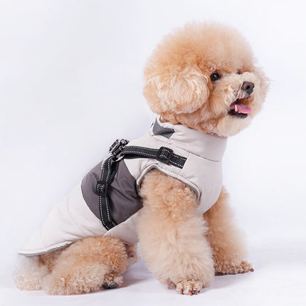 Veste d'hiver imperméable pour chien avec harnais réfléchissant