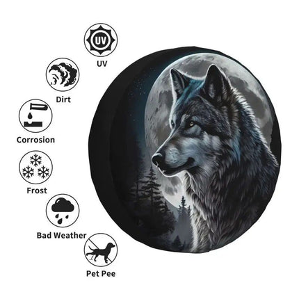 Wild Spirit Wolf Tire Cover – Custom Protector for 4x4, Trailer, RV Wheels - Wnkrs