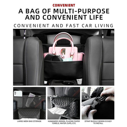 Luxurious Leather Car Seat Storage Bag with Drink Holders - Wnkrs