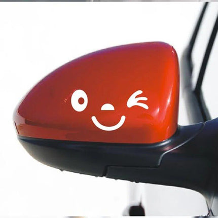 Cute Smiley Face Reflective Mirror Stickers for Cars - 2pcs - Wnkrs