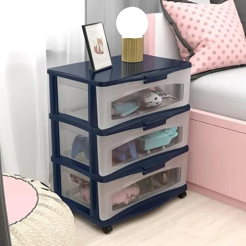 3-Drawer Wide Storage Cart with Wheels