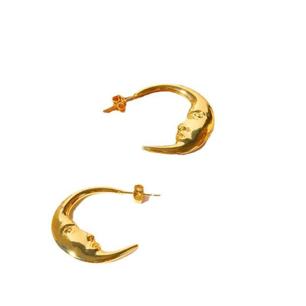 Gold-Tone Vintage Moon Stud Earrings - Wnkrs