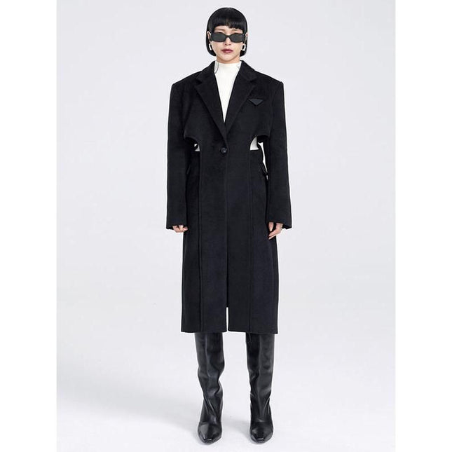 Abrigo de lana elegante para mujer para otoño/invierno