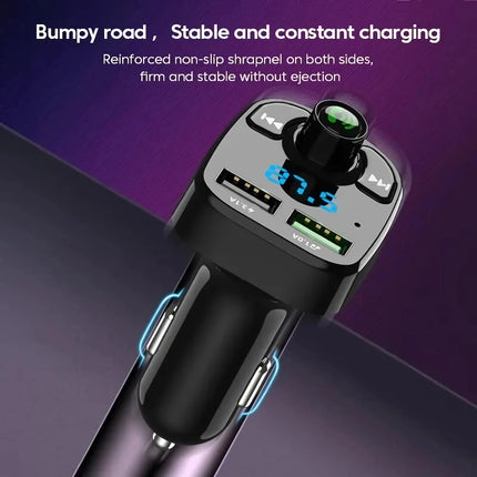 Transmetteur FM Bluetooth MP3 LED pour voiture avec double chargeur USB et appels mains libres