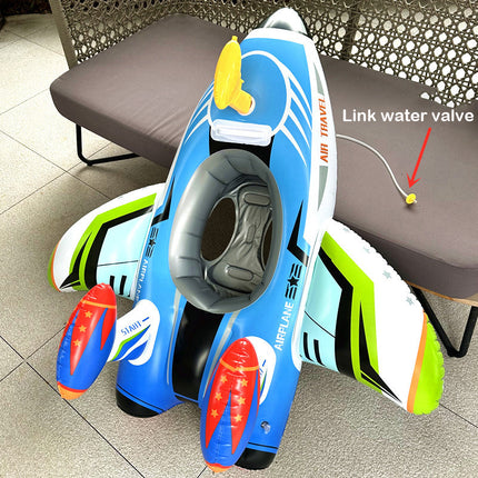 Flotador inflable para natación con forma de avión y asiento para niños