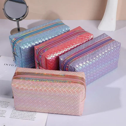 Bolsa de cosméticos de viaje de PU impermeable para mujer de moda