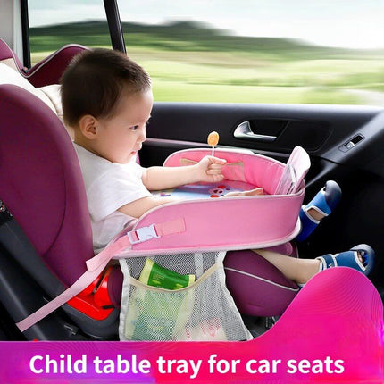 Kid's Foldable Travel Tray - Activity & Play Car Seat Organizer with Device Holder - Wnkrs