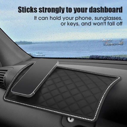 Sparkling Diamond Anti-Slip Car Dashboard Mat for Secure Item Grip - Wnkrs