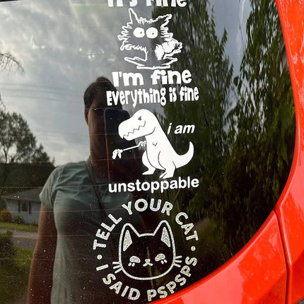 Dinosaur "I am Unstoppable" Funny Car Window Decal – Vinyl Sticker for JDM Enthusiasts - Wnkrs