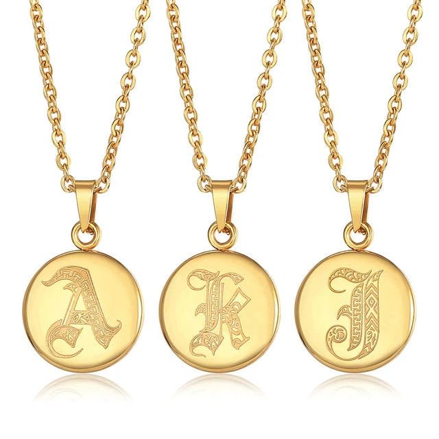 Gold Color Stainless Steel 26 Letters Necklace
