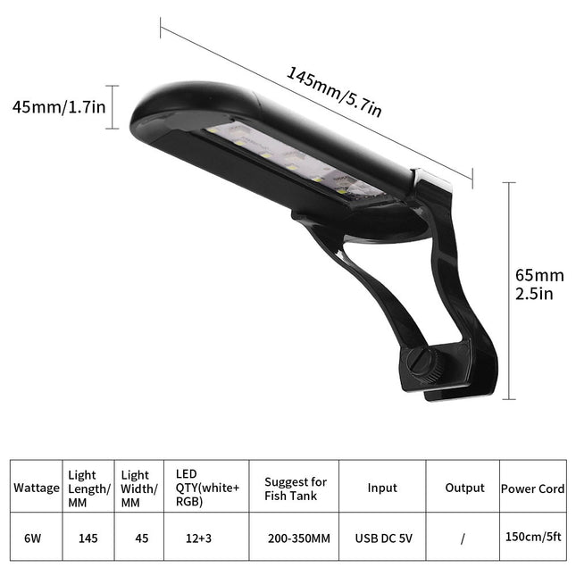 Lámpara de acuario con clip USB