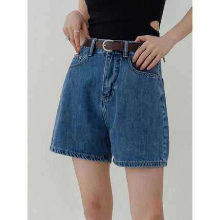 Short en jean taille haute décontracté