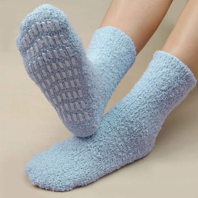 Chaussettes d'intérieur confortables et antidérapantes en velours corail pour femmes