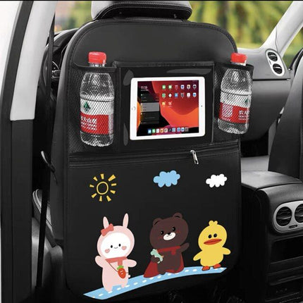 Cartoon Car Seat Back Protector with Storage for Children - Wnkrs