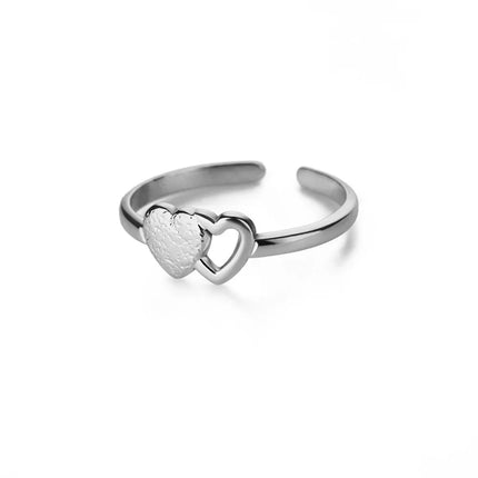 Bague ajustable minimaliste en forme de cœur