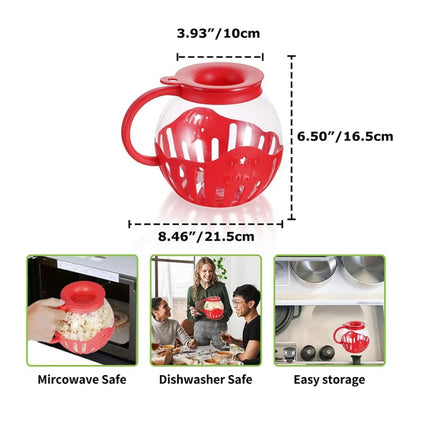 Palomitera de cristal para microondas con tapa de silicona