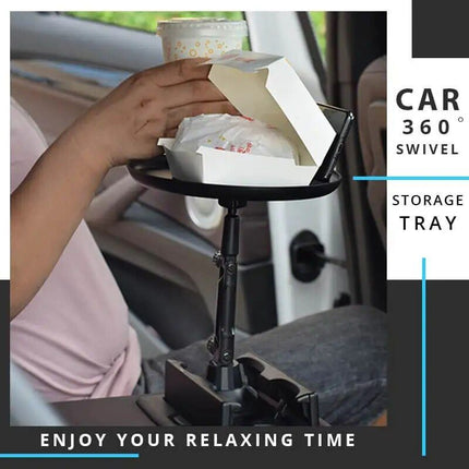 360° Swivel Car Storage Tray with Folding Dining Table & Drink Holder - Wnkrs