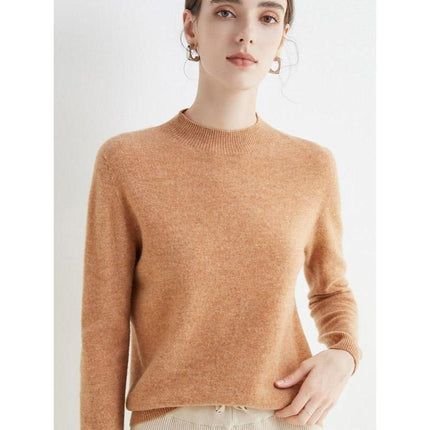 Jersey de cuello alto de lana merino de lujo para mujer