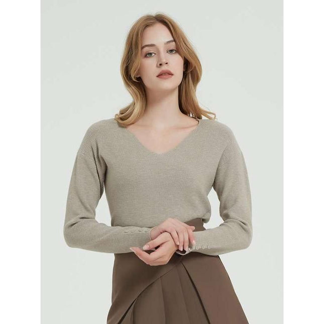 Suéter de punto ajustado básico para otoño e invierno