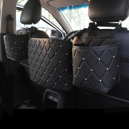 Luxury Crystal Rhinestone Car Seat Organizer with Multi-Pockets - Wnkrs