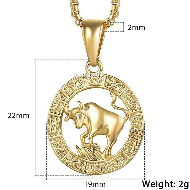 Trendy Zodiac Sign Gold Pendant Necklace - Wnkrs