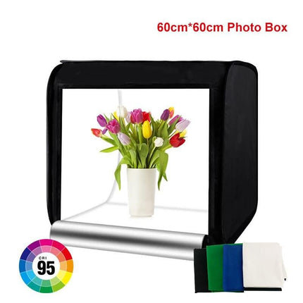 Portable LED Photography Light Box Studio with Adjustable Brightness and 4 Color Backdrops - Wnkrs