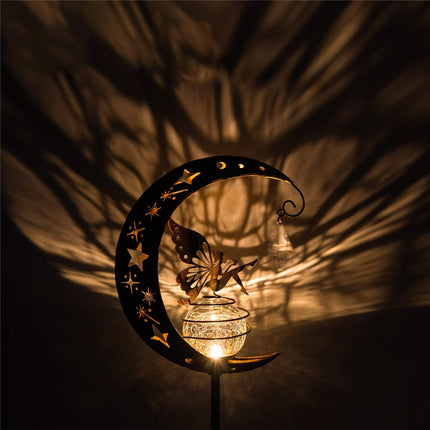 Lampe de jardin féerique en forme de lune solaire enchanteresse