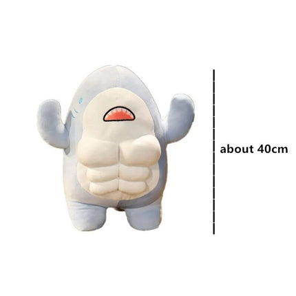 Charming Muscle Shark Plush Toy - 40cm Stuffed Animal Pillow, Ideal for All Ages - Wnkrs