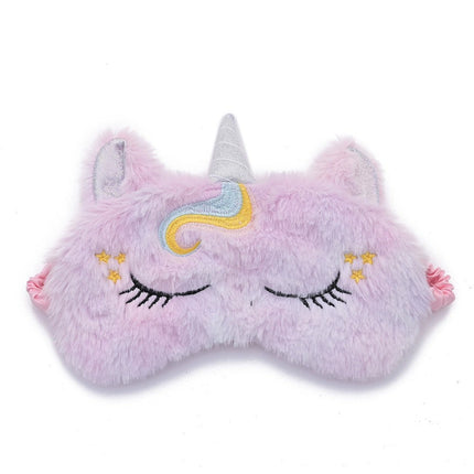 Bonita máscara de ojos de peluche de unicornio con purpurina