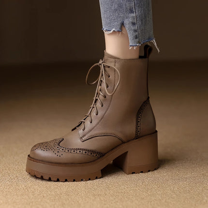 Botas de caballero de moda para mujer de otoño e invierno con cremallera lateral y tacón grueso