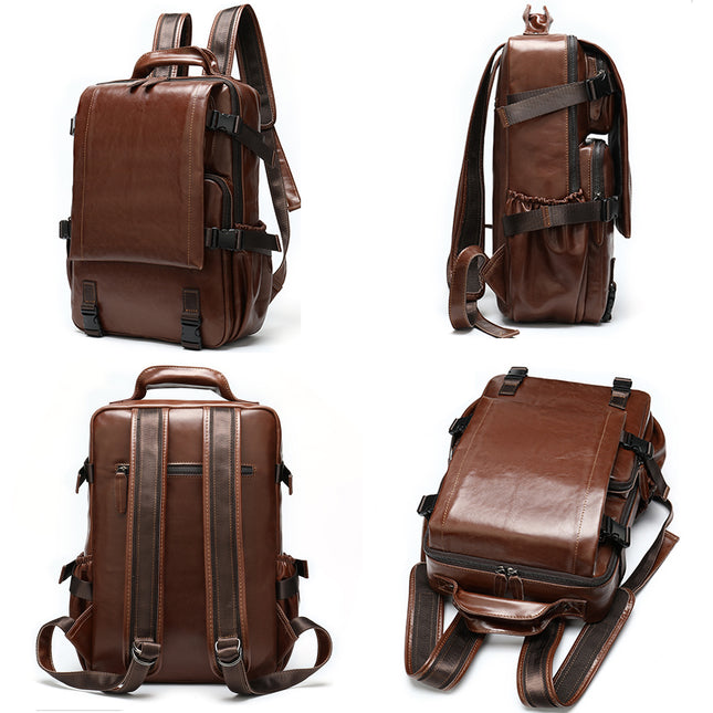 Sac à dos en cuir pour homme, style rétro