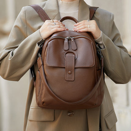 Mochila elegante de piel auténtica para mujer