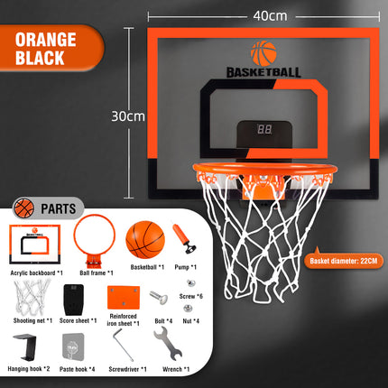 Canasta de baloncesto desmontable para montar en la pared con contador de puntuación electrónico